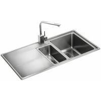 Rangemaster Arlington Kitchen Sink 1.5 Bowl LH Drainer Stainless Steel Waste - Silver
