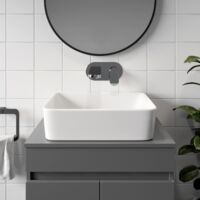 Bathroom Cloakroom Vanity Countertop Wash Basin Sink White Gloss Modern 480x370mm Rectangular