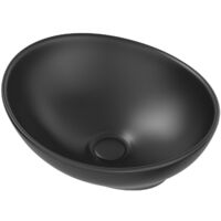 Ceramic Bathroom Vanity Wash Basin Sink Countertop Oval Modern 405 x 330mm Black