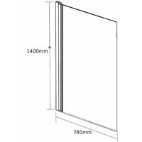 Bath Shower Screen Door Hinged 780mm Frameless Black Clear Safety Glass Panel