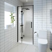 Diamond Bathroom Framed Hinged Shower Door 900mm Black 8mm Safety Glass CE - Black