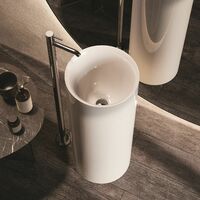 RAK Petit Freestanding Bathroom Pedestal Basin Sink Round Modern Alpine White