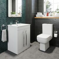 Bathroom Suite Quadrant Shower Enclosure Vanity Unit Basin Sink Toilet WC 800mm