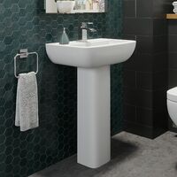 Bathroom Suite Bifold Shower Enclosure Basin Sink Pedestal Toilet WC 900mm