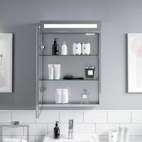 Bathroom Mirror Cabinet LED Wall Mounted 700x500mm Mains Demister Shaver Storage