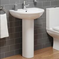 Bathroom Suite 1700mm P Shaped LH Bath Toilet Basin Pedestal Shower Screen Panel