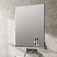 Bathroom Mirror Wall Modern Frameless Bevelled Rectangle Glass Shelf 800x600mm