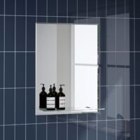 Bathroom Mirror Wall Modern Frameless Bevelled Rectangle Glass Shelf 600x450mm