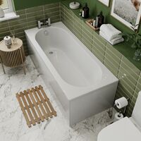 1700x700mm Bathroom Single Ended Curved Bath White Acrylic with Front & End Panel