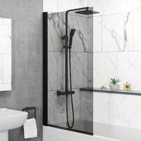 1500x700mm Bathroom Single Ended Curved Bath Shower Screen Front Panel