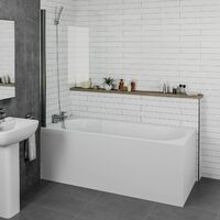 Bathroom 1600mm Single Ended Curved Bath with Screen and Front Panel