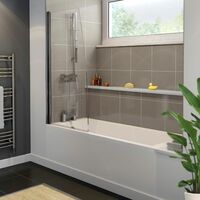 1600x700mm Bathroom Single Ended Straight Bath Shower Screen with Front Panel