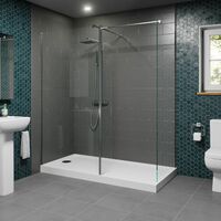 1000mm Walk In Wet Room Shower Enclosure 2 Panel Glass Screen 1700 x 700mm Tray