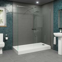 1100mm Walk In Wet Room Shower Enclosure 8mm Glass Screen 1700 x 700m Tray Waste