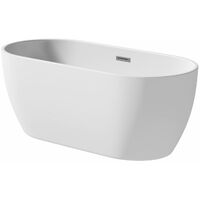 Modern Freestanding Bath Double Ended Overflow Waste White Acrylic Luxury 1700mm