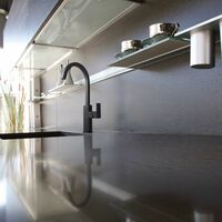 Kitchen Sink Mixer Tap Single Lever Black 1/2" BSP Easy Fix Deck Mounted