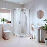 Bathroom Suite Quadrant Shower Enclosure Basin Sink Pedestal Toilet WC Tray 800