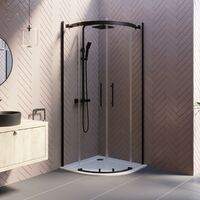 Frameless Quadrant Shower Enclosure 8mm Glass Black Bathroom Small Corner 800mm