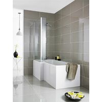 L Shaped Shower Bath End Panel Modern Bathroom White Gloss MDF 680x540mm - White