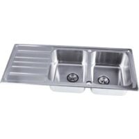 S�uber Prima Kitchen Sink 2.0 Double Bowl Stainless Steel Reversible Inset Waste - Silver