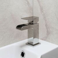 850mm Bathroom Vanity Unit & Basin Sink Tap + Waste Gloss White Modern