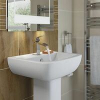 Bathroom Suite Basin Pedestal Close Coupled Toilet Straight Bath - White