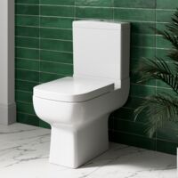 Close Coupled Toilet WC Modern Square Ceramic Soft Close Seat Pan