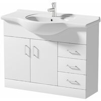 Bathroom Vanity Unit Basin Floorstanding Gloss White Tap + Waste