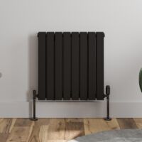 Black Flat Panel Designer Radiator Vertical Horizontal 600 x 608mm Double Panel