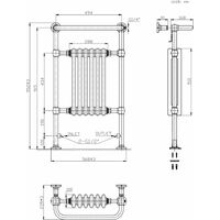 DuraTherm Traditional Heated Towel Radiator - 952mm x 568mm