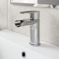 Bathroom Waterfall Mono Basin Mixer Tap Waste Round Lever Handle