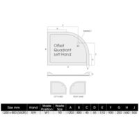1200 x 800mm LH Offset Quadrant Shower Enclosure Framed 8mm Glass Tray Waste