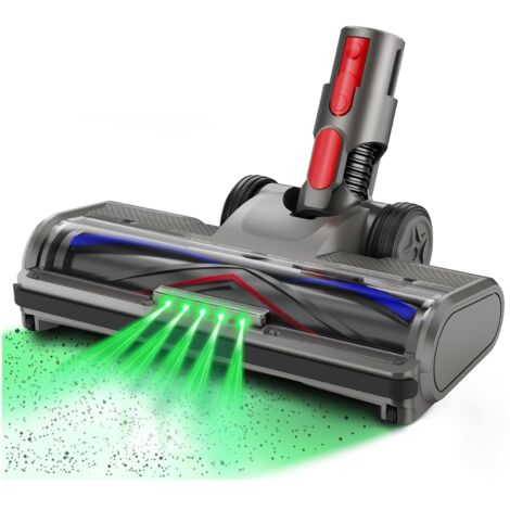 Brosse de sol pour aspirateurs Dyson V7 V8 V10 V11 V15 – Lumières LED intégrées – Conception en ABS et fibre de carbone – Angle de rotation 90°/180°