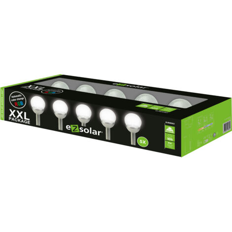 Pack 5 bornes solaires multicouleurs EZ Solar GL1042EZ (1/2)