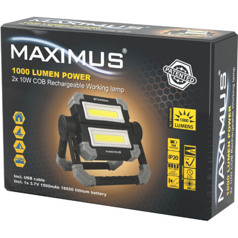 Projecteur de chantier portatif rechargeable Maximus M-WKL-021 - 2x500lm