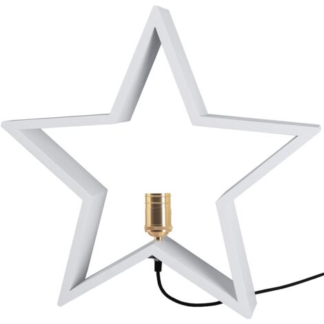 Lampe de table étoile Star Trading 'Lysekil', silhouette d'étoile avec douille E27, fonctionnement sur secteur, bois, blanc, Ø 50 cm (1/4)