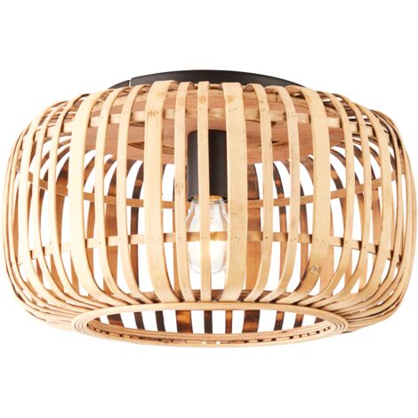 BRILLIANT lampe, plafonnier Woodrow 1 flamme marron clair, métal / bambou, 1x A60, E27, 60W, lampes normales (non incluses), A ++ (1/5)