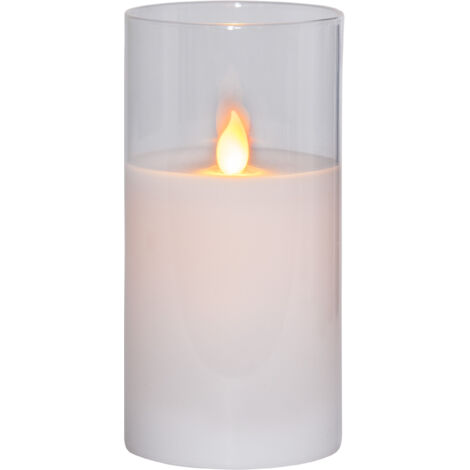 Star Trading Bougie pilier LED M-Twinkle de Star Trading, bougie LED, lumière de bougie vacillante blanc chaud avec minuterie, décoration de Noël à piles pour l'intérieur en cire blanche, hauteur : 15 (1/5)