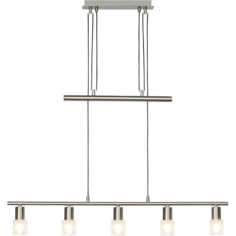 BRILLIANT lampe Lea suspension LED 5 lampes fer / chrome 5x LED-D45, E14, ampoule LED 4W incluse, (450lm, 2700K) Échelle A ++ à E Hauteur réglable par contrepoids (1/3)