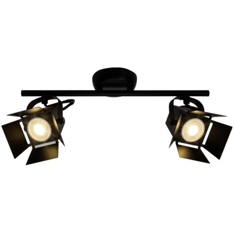 BRILLIANT lampe Movie Spot LED tube 2 lumières noir mat  2x LED-PAR51, GU10, 5W lampes à réflecteur LED incluses, (380lm, 3000K)  Échelle A ++ à E  Têtes pivotantes