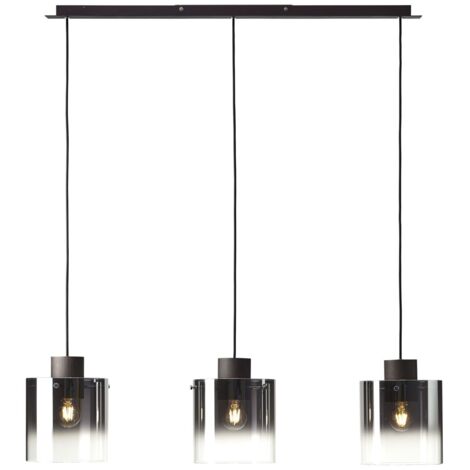 BRILLIANT lampe Beth suspension lumineuse 3 flg café / verre fumé  3x A60, E27, 60W, lampes normales gf non spécifiées  Réglable en hauteur / câble peut être raccourci  Convient aux lampes LED (1/5)