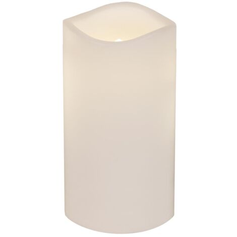Star Trading Bougie Paul, bougie ronde, blanche, LED, minuterie, blanc chaud, extérieur, 15 cm