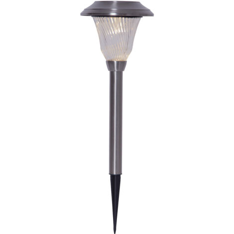 Star Trading Borne solaire Barcelona, lampe de chemin, argent, LED, capteur crépusculaire, blanc chaud, extérieur, 41 cm