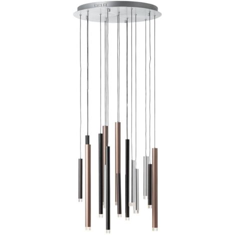 BRILLIANT lampe clavecin LED suspension 16 flg marron / café  16x 4W LED intégrés, 294lm, 3000K  Dimmable en 3 étapes via interrupteur mural  Réglable en hauteur / câble peut être raccourci