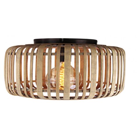 Plafonnier Brilliant Woodrow 50cm marron clair, métal/bambou, 1x A60, E27, 60W (1/4)