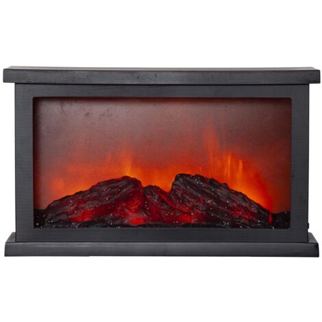 Star Trading Lanterne Fireplace, lumière de cheminée, noir, LED, minuterie, jaune, décoration, 30 cm (1/3)