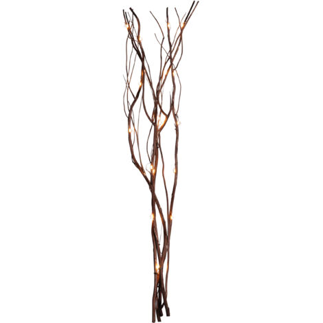 Branche Star Trading avec guirlande lumineuse LED Willow Dewdrop de Star Trading, branche de Noël décorative en marron et cuivre, blanc chaud, fonctionne sur piles, hauteur : 60 cm (1/5)