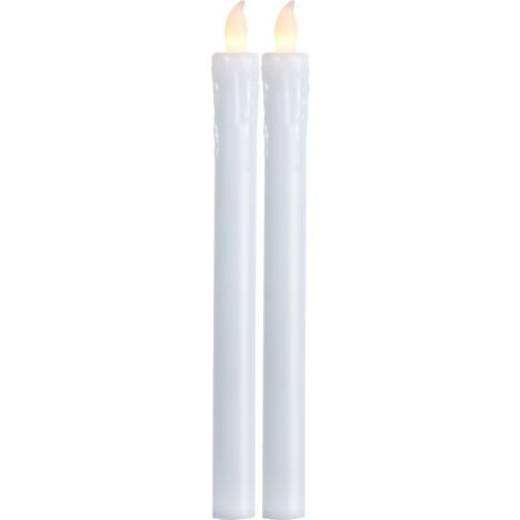 Star Trading Lot de 2 presse-bougies LED de Star Trading, bougie LED, lumière de bougie blanc chaud pour bougeoirs, décoration de Noël à piles en plastique blanc, hauteur : 25 cm (1/5)