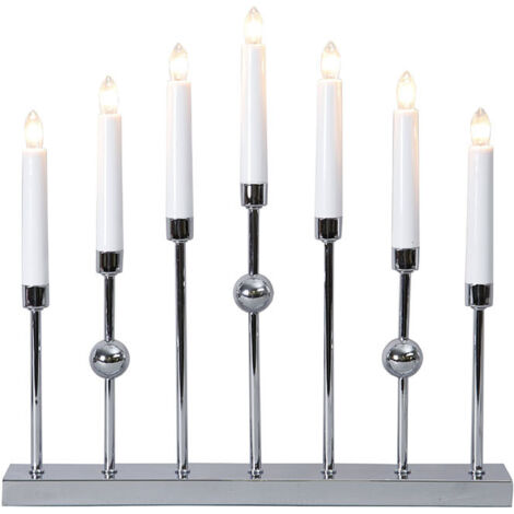 Chandelier Star Trading 'Gustavo' en métal, 7 lumières, ampoule E10, fonctionnement électrique, argent, L 37 cm, H 37 cm (1/4)