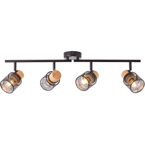 Lampe Brilliant Santy spot tube 4 lampes noir/marron naturel 4x D45, E14, 42 W